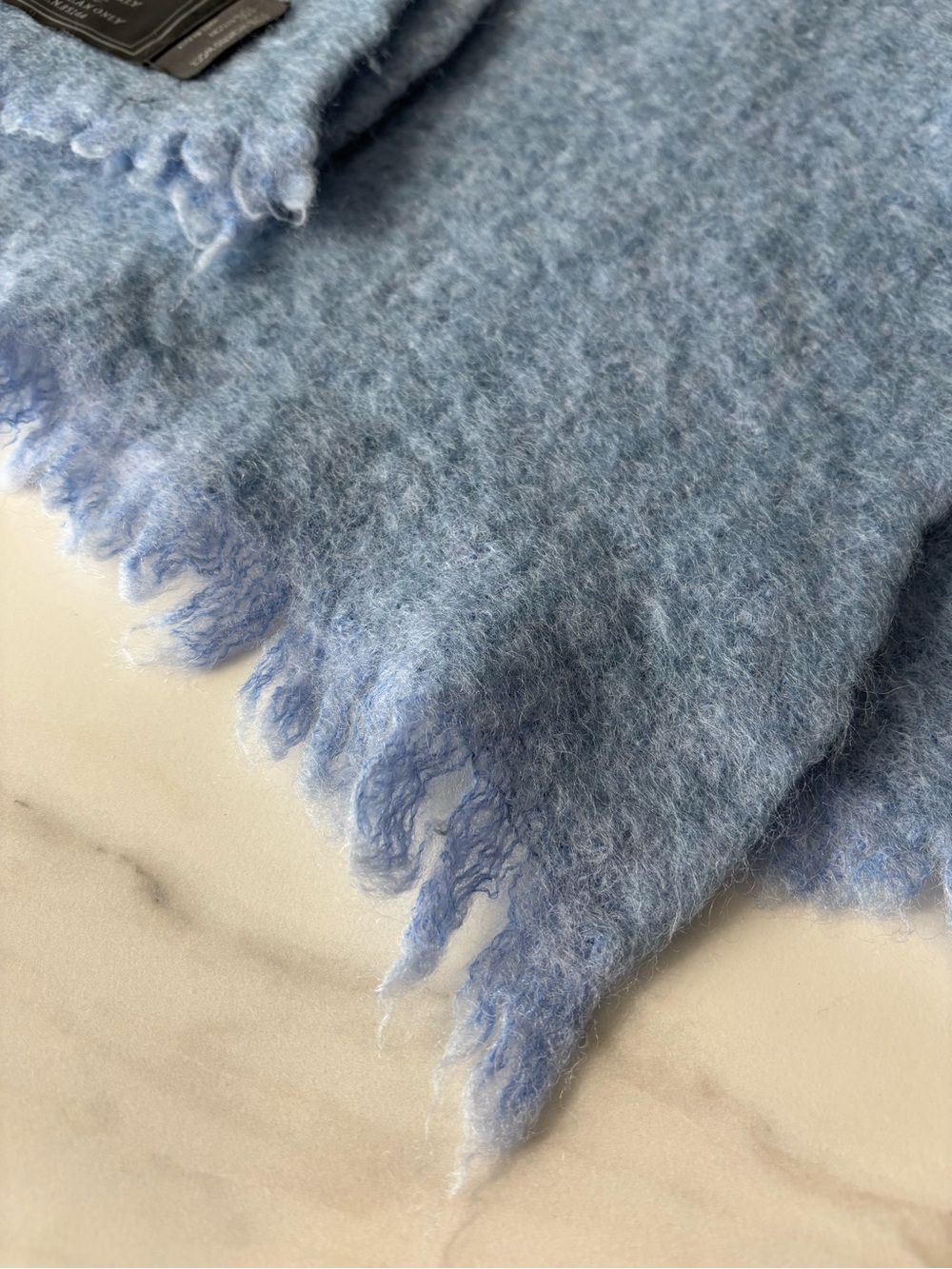 Gammatex Blue Fringe Wool throw on blanket sz 50х55 - Picture 5 of 5